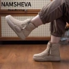 Giày Bốt NAMSHEVA Nữ Đáy Dày Thoải Mái, Ánh Sáng Dây Xích Thời Trang Mùa Đông