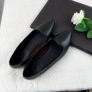 Giày Búp Bê Bệt Nữ Mũi Nhọn Da Thật - Guốc Đế Bằng Cổ Tim Siêu Êm, Giá 368.000 VND