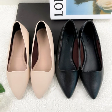 Giày Búp Bê Bệt Nữ Mũi Nhọn Da Thật - Guốc Đế Bằng Cổ Tim Siêu Êm, Giá 368.000 VND