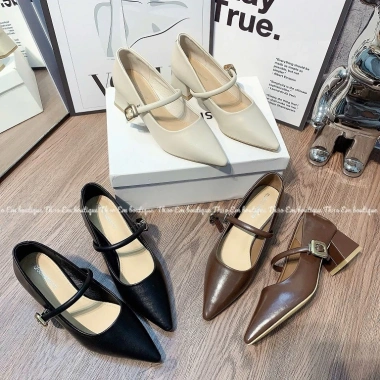 Giày búp bê cao gót nữ mũi nhọn quai ngang gót 5p - Giá chỉ 259k, giao ngay