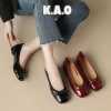 Giày Búp Bê Da Bóng Gót Dày Mũi Vuông Đính Nơ Đỏ Vàng - Thời Trang Nữ Giá 200k - Hải Anh Shoes
