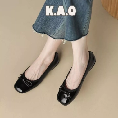 Giày Búp Bê Da Bóng Gót Dày Mũi Vuông Đính Nơ Đỏ Vàng - Thời Trang Nữ Giá 200k - Hải Anh Shoes 6