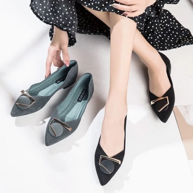 Giày Búp Bê Da Lộn Mũi Nhọn Đế Bằng Thanh Lịch Nữ Size 33-44 Giá chỉ 538.594 VND 2