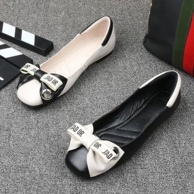 Giày Búp Bê Da Nữ Mũi Vuông Đính Nơ Thời Trang - Giá Ưu Đãi 261k