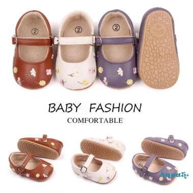 Giày Búp Bê Da PU Thêu Hoa Xinh Xắn Cho Bé Gái - Chỉ 115.344 VND