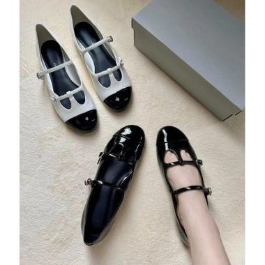 Giày búp bê Mary Jane da bóng quai khóa, đế bệt 1cm, cá tính, giá 273k 4