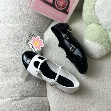 Giày búp bê Mary Jane da bóng quai khóa, đế bệt 1cm, cá tính, giá 273k 7