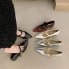 Giày búp bê Mary Jane mũi nhọn, đế trong 4cm, khóa đón, size 35‑39, 199.999₫