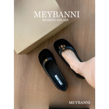 Giày Búp Bê MEYBANNI Mũi Tròn Đế Bệt Da Lộn Đính Khuy Hoa Trà Giá 239k 3