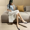 Giày Búp Bê Mũi Nhọn Đế Bằng Đính Ngọc Trai Giả Plus Size 34-44 Thời Trang 2.022 Nữ 7