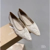 Giày búp bê mũi nhọn vải lưới thêu hoa đế đỏ cao cấp - Full box 410k