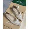 Giày búp bê mũi nhọn vải lưới thêu hoa đế đỏ cao cấp - Full box 410k 9