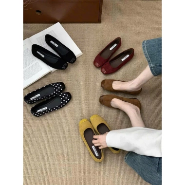 Giày búp bê mũi tròn da lộn BST Thu Đông 2.025 Mã B916 Giá chỉ 449.000₫
