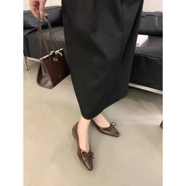 Giày Búp Bê Mũi Vuông Đính Nơ Đế Cao 2 Phân – Đen 36, Đỏ 35, 38 Giá 419.000₫ 4