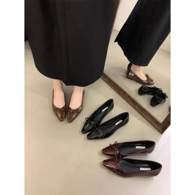 Giày Búp Bê Mũi Vuông Đính Nơ Đế Cao 2 Phân – Đen 36, Đỏ 35, 38 Giá 419.000₫ 9