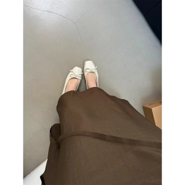 Giày búp bê nữ BB1 Tiemgiaycuato đế bệt mũi vuông, đính nơ, da 2 lớp bạc đen, lót êm ái - giảm giá 22% 2