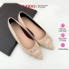 Giày Búp Bê Nữ Đế Bệt Mũi Nhọn Da Thật Phối Nơ Đá Da Mềm NUDDO NN220D 389k