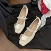 Giày búp bê nữ Hàn Quốc đính hoa trà, dây ngọc - Đế cao 4cm sang trọng tiệc, làm, dự cưới 10