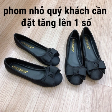 Giày búp bê nữ mũi tròn chất vải nơ kép bánh bèo phom nhỏ tăng 1size Giá 100k