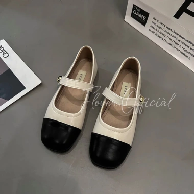 Giày búp bê nữ mũi tròn đế bằng mix hai màu siêu hot, chuẩn QC êm chân - 229k