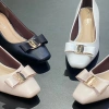 Giày búp bê nữ mũi vuông 3 phân gót vuông xi mờ nơ thời trang - chỉ 305.000₫ 5