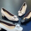 Giày búp bê nữ mũi vuông 3 phân gót vuông xi mờ nơ thời trang - chỉ 305.000₫ 6