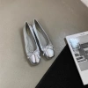 Giày búp bê nữ mũi vuông đế thấp nơ xinh, lót êm da 2 lớp - Bạc/Đen BB1 295k 2