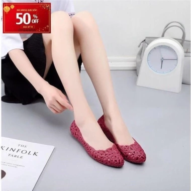 Giày Búp Bê Nữ Nhựa Họa Tiết Hoa Cao Cấp 3fashion - FreeShip, 400k, Tặng Nước Hoa