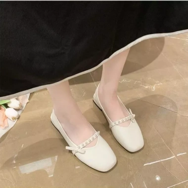 Giày búp bê nữ quai ngang đính ngọc, đế vuông 3cm da mềm, đi êm chân - Full Box GN72 199k