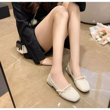 Giày búp bê nữ quai ngang đính ngọc, đế vuông 3cm da mềm, đi êm chân - Full Box GN72 199k