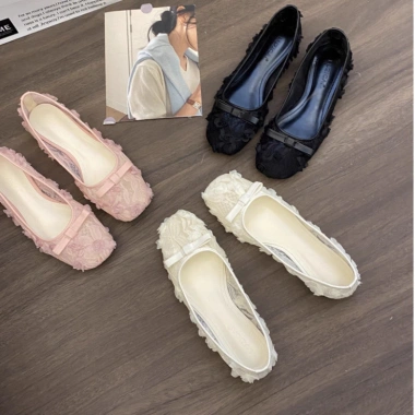 Giày Búp Bê Ren Thêu Hoa Hồng Nổi Nữ Tính Mã 307 - Nhẹ Nhàng, Giá Giảm 150.000đ