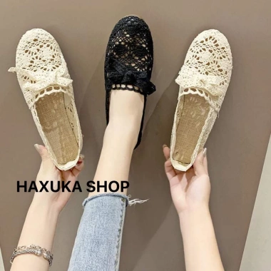 Giày búp bê ren vải đế cao su êm thoáng mát, chống trơn trượt, thấm hút mồ hôi 169k