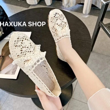 Giày búp bê ren vải đế cao su êm thoáng mát, chống trơn trượt, thấm hút mồ hôi 169k