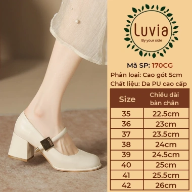 Giày cao gót 5 phân Mary Jane quai ngang khóa vuông Luvia 170CG, chân gầy lùi 1 size, 229k 2