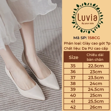 Giày cao gót 7 phân gót nhọn Luvia 158CG – thiết kế đơn giản, form rộng, phù hợp chân gầy, 191,100₫