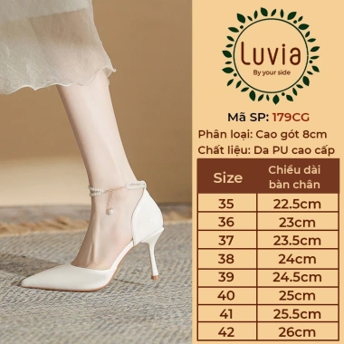 Giày cao gót 8 phân Luvia 179CG da bóng, gót nhọn, mũi sục, dây ngọc - Giá chỉ 214.000₫ 2