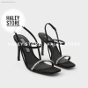 Giày cao gót 9cm HALEY STORE quai xoàn mảnh đính đá mũi vuông thanh lịch cá tính - Giá 169.900đ