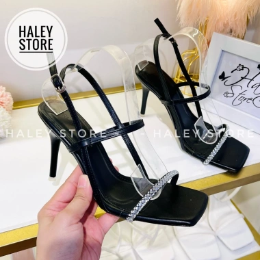 Giày cao gót 9cm HALEY STORE quai xoàn mảnh đính đá mũi vuông thanh lịch cá tính - Giá 169.900đ