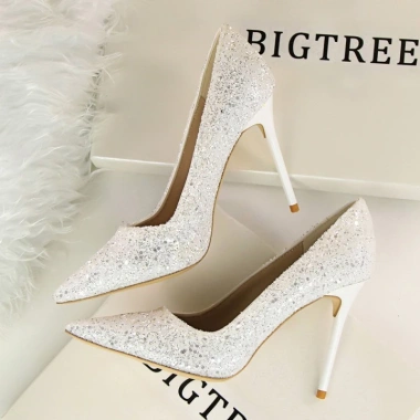 Giày cao gót BIGTREE 9.219-1 - Kim tuyền sequin, size lớn, gót nhọn, chính hãng 509k 2