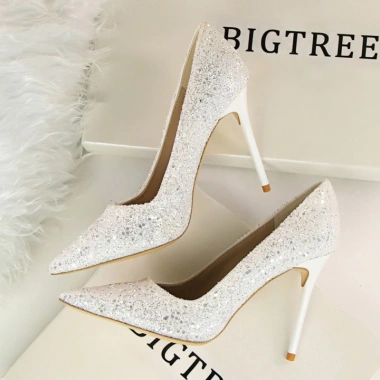 Giày cao gót BIGTREE 9.219-1 - Kim tuyền sequin, size lớn, gót nhọn, chính hãng 509k 10