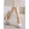 Giày cao gót C139 11cm 2 màu đen da lộn trắng da bóng thanh lịch 276k 7