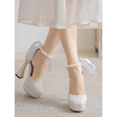 Giày cao gót C139 11cm 2 màu đen da lộn trắng da bóng thanh lịch 276k