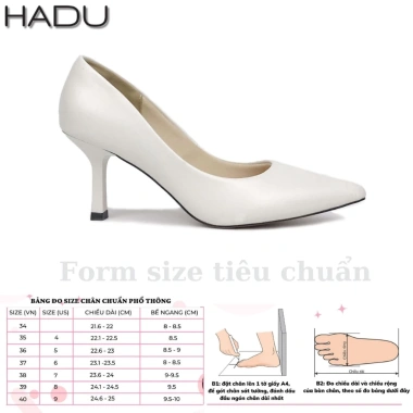 Giày Cao Gót Công Sở 7P Bít Mũi HADU G760 Da Mềm, Lót Múi Êm, Chính Hãng, Bảo Hành 24T