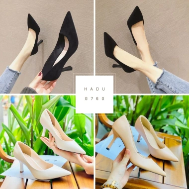 Giày Cao Gót Công Sở 7P Bít Mũi HADU G760 Da Mềm, Lót Múi Êm, Chính Hãng, Bảo Hành 24T