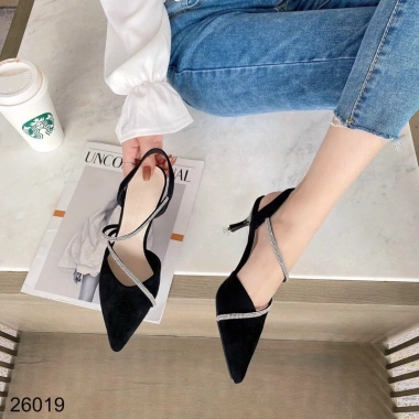 Giày cao gót công sở da mềm quai đá ngang, hở gót mũi nhọn, gót 5cm - giảm giá 135k