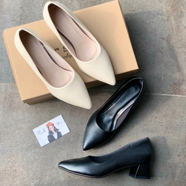 Giày Cao Gót Công Sở Mũi Nhọn Da Cao Cấp Size 35-42, Đệm Mút Êm, Gót Vuông 3-7p Giá 286k