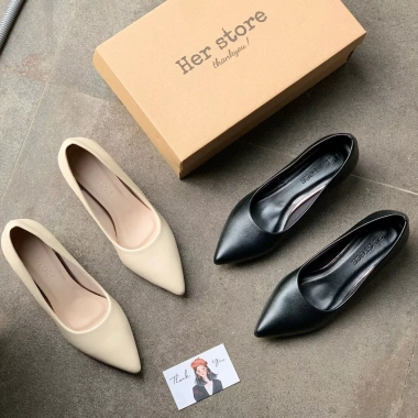 Giày Cao Gót Công Sở Mũi Nhọn Da Cao Cấp Size 35-42, Đệm Mút Êm, Gót Vuông 3-7p Giá 286k