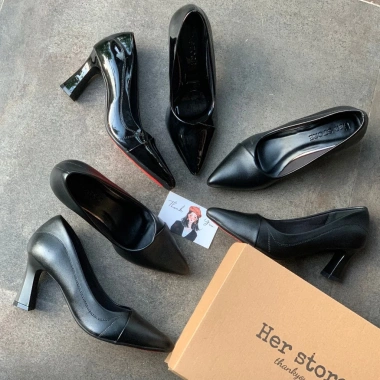 Giày Cao Gót Công Sở Mũi Nhọn Da Cao Cấp Size 35-42, Đệm Mút Êm, Gót Vuông 3-7p Giá 286k