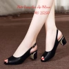 Giày cao gót công sở Nrossi size lớn 5 phân đen hở mũi 40-43 FREESHIP50K