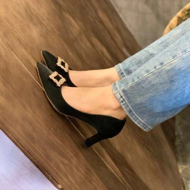 Giày Cao Gót Đá Vuông Đồng Gót 5-7cm Da Trơn Siêu Xịn - Thời Thượng Giá 374k 2